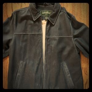 Eddie Bauer faded black leather jacket